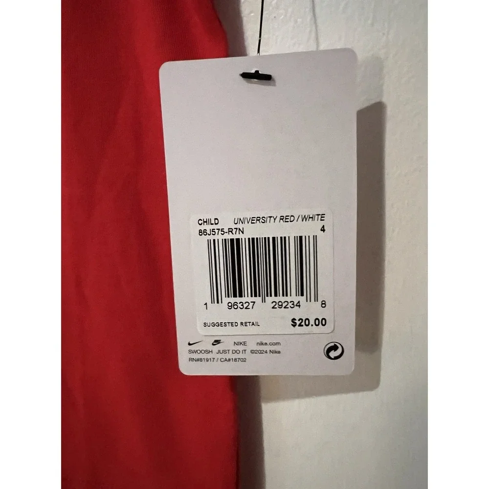 NWT Nike Boy's Size 4‎ Cotton T-Shirt Red With White Logo